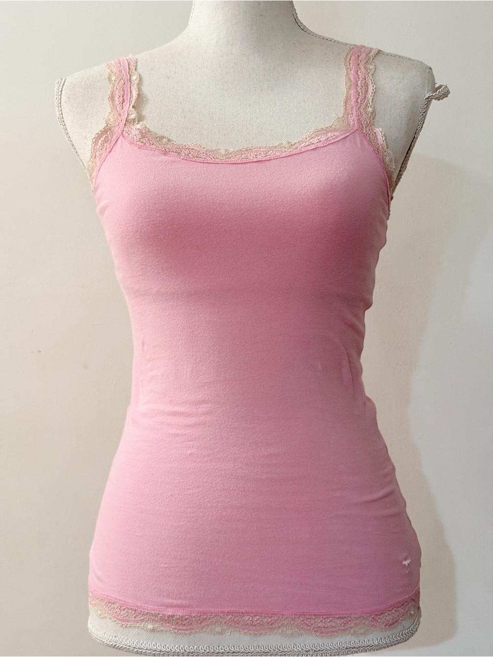 Vintage Y2K ABERCROMBIE & FITCH Barbie Core Pink Lace-Trim Camisole Tank Top Med